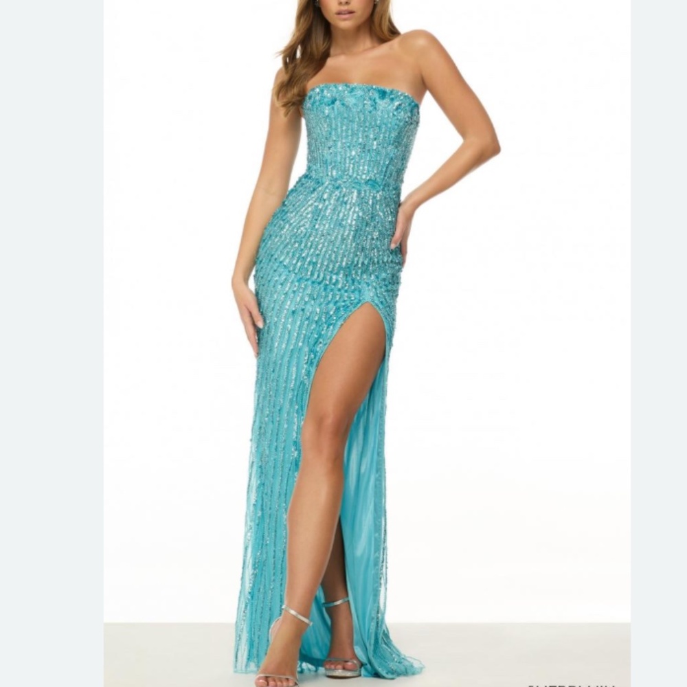 Sherri Hill Strapless Sequin Long Prom Dress